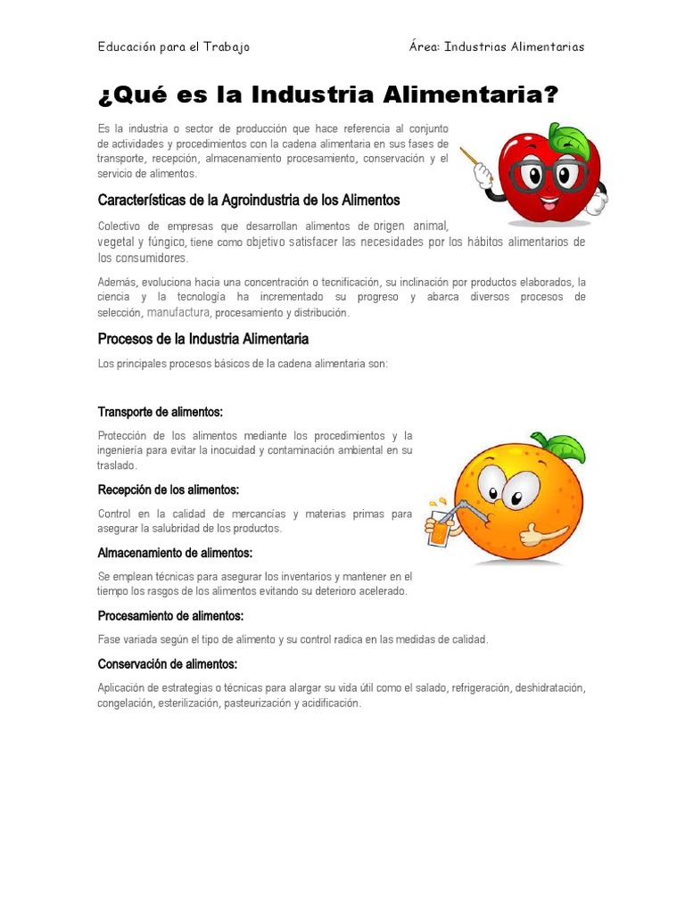 Qué Es La Industria Alimentaria PDF Industria de alimentos Alimentos