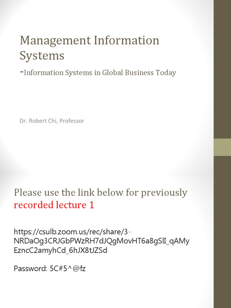 Introduction To Information Systems-1 | PDF | Management Information ...