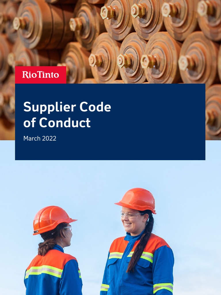 Rio Tinto Supplier Code en EXP PDF Occupational Safety And