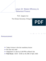 FIN 2010 Lecture 10: Market Efficiency & Behavioral Finance: Prof. Jangwoo Lee The Chinese University of Hong Kong