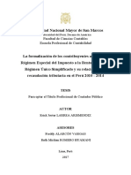 La formalización de contribuyentes y su relación con la recaudación tributaria 2010-2014