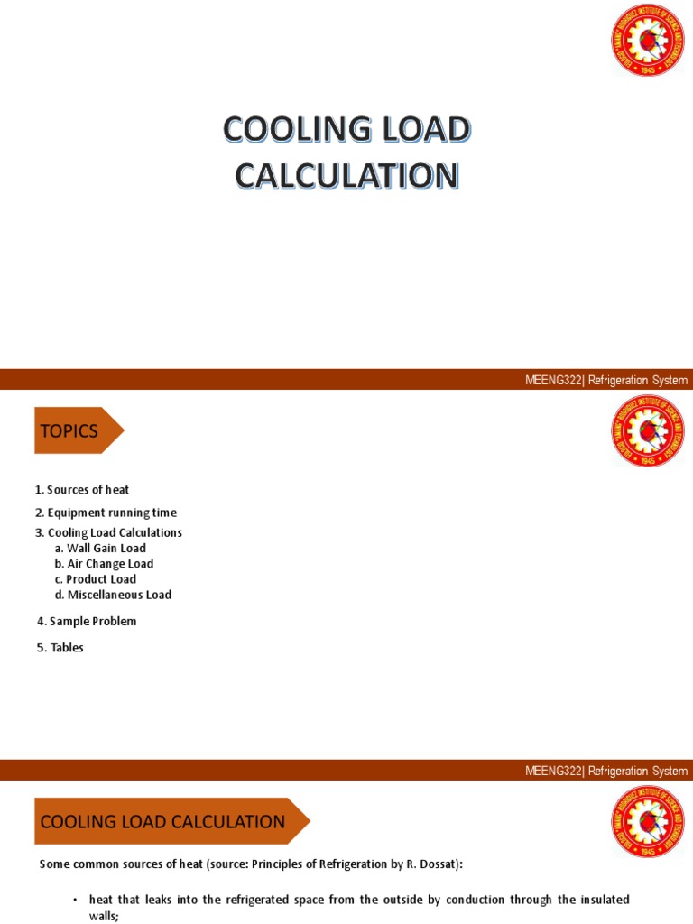 4 MEENG322 Cooling Load Calculation Part 1 PDF Heat Refrigeration