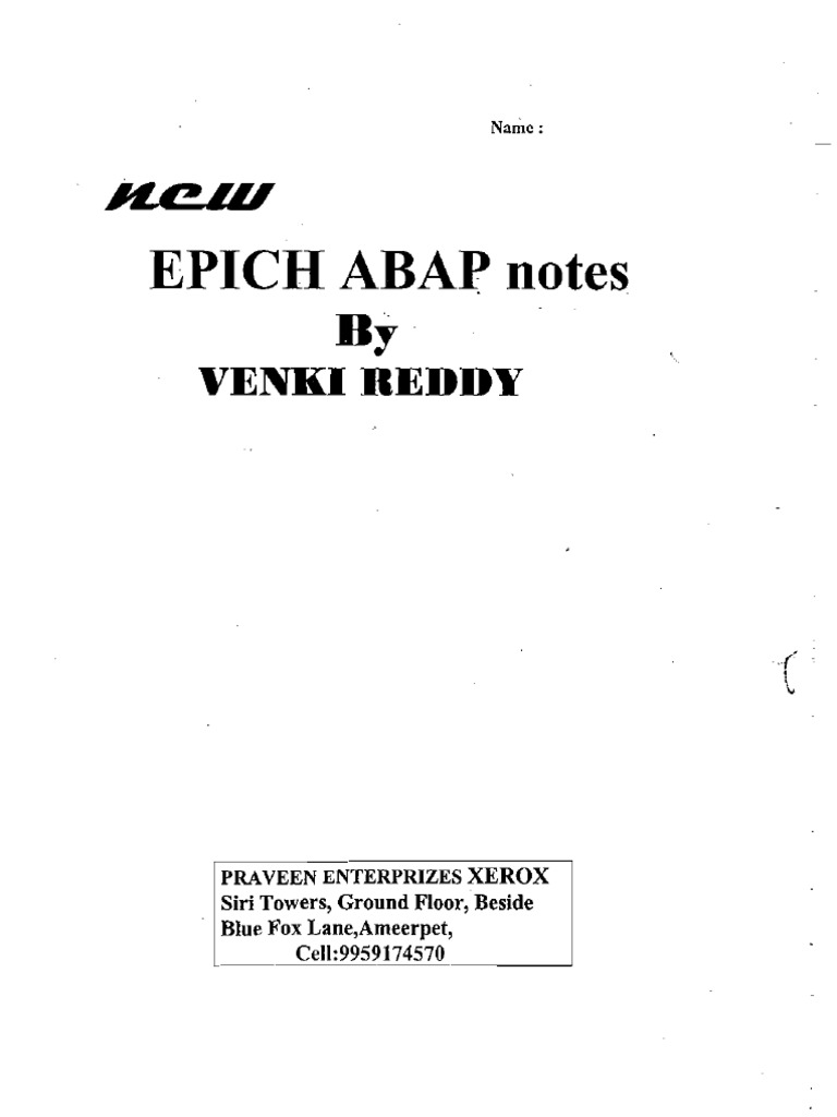 New Epic Sap Abap Notes | PDF