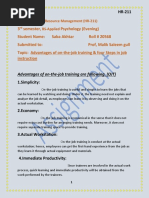 Assignment, HR, 3rd, Semester, Psychology (Evening), Saba Akhtar, 20568