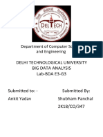 Department of Computer Science and Engineering: Delhi Technological University Big Data Analysis Lab-BDA E3-G3