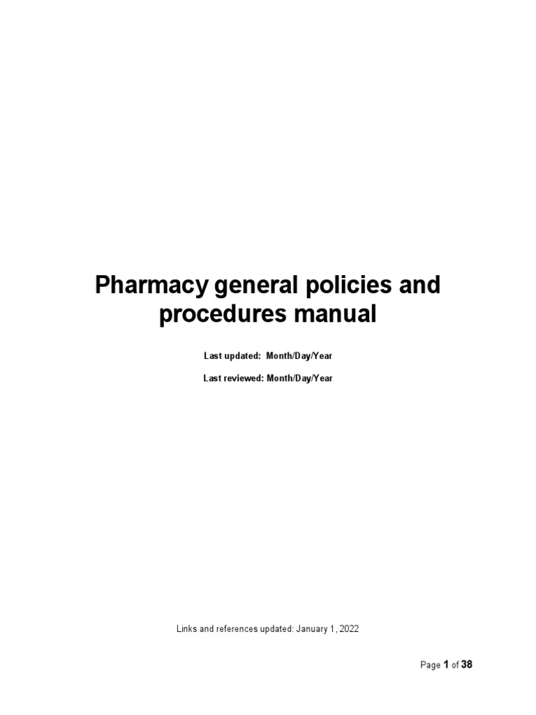 Policies Procedures Template | PDF | Pharmacist | Pharmacy