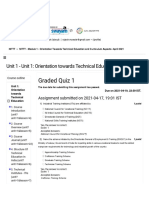 Graded Quiz 1: Unit 1 - Unit 1: Orientation Towards Technical Education