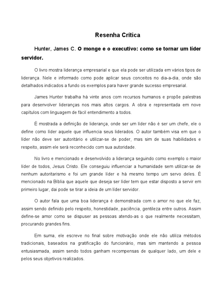 Resenha crítica o monge e o executivo | Liderança | Liderança e mentoria