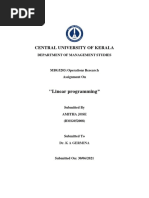 Central University of Kerala: "Linear Programming"