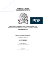 "Análisis El Impacto Financiero y Fiscal de La Ley Reguladora de La Prestación Económica Por Renu