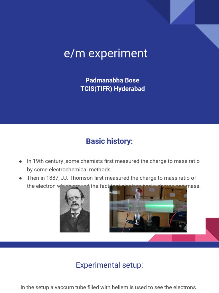 e/m Experiment at TCIS, TIFR Hyderabad | PDF | Science & Mathematics
