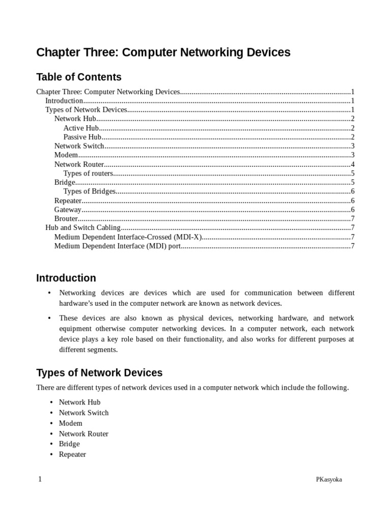 Chapter Three: Computer Networking Devices: Pkasyoka | PDF | Computer ...