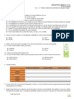 Volume e número de moléculas de água