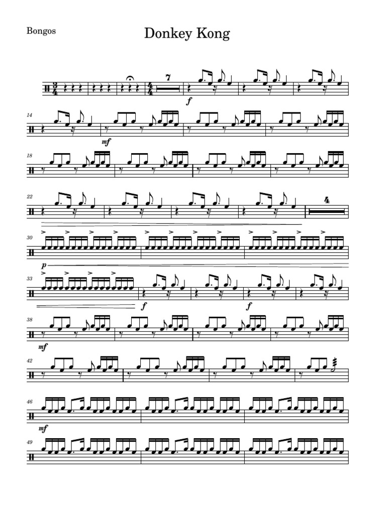 Donkey Kong Bongos Music Sheet | PDF