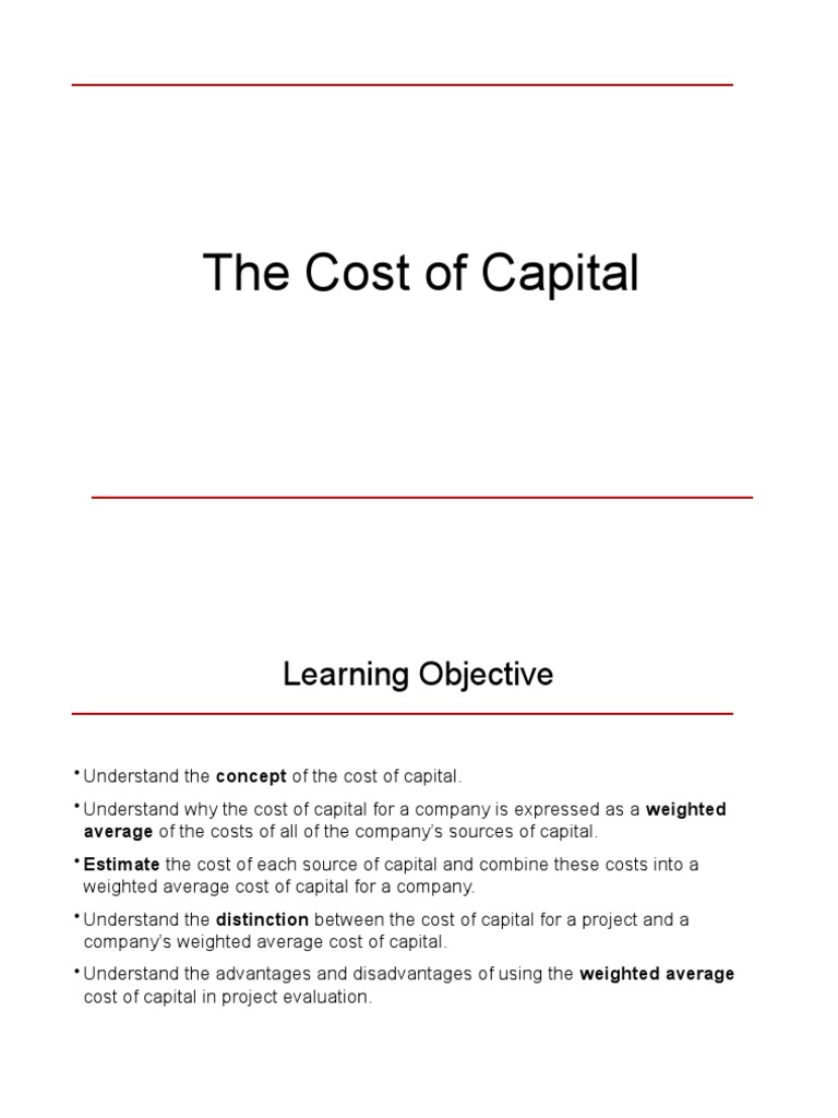 Capital Cost | PDF | Cost Of Capital | Discounted Cash Flow