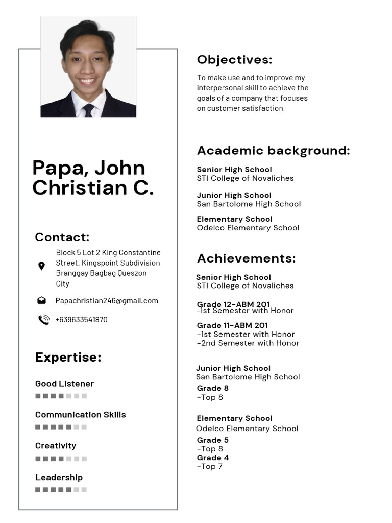 Papa, John Christian C. RESUME | PDF