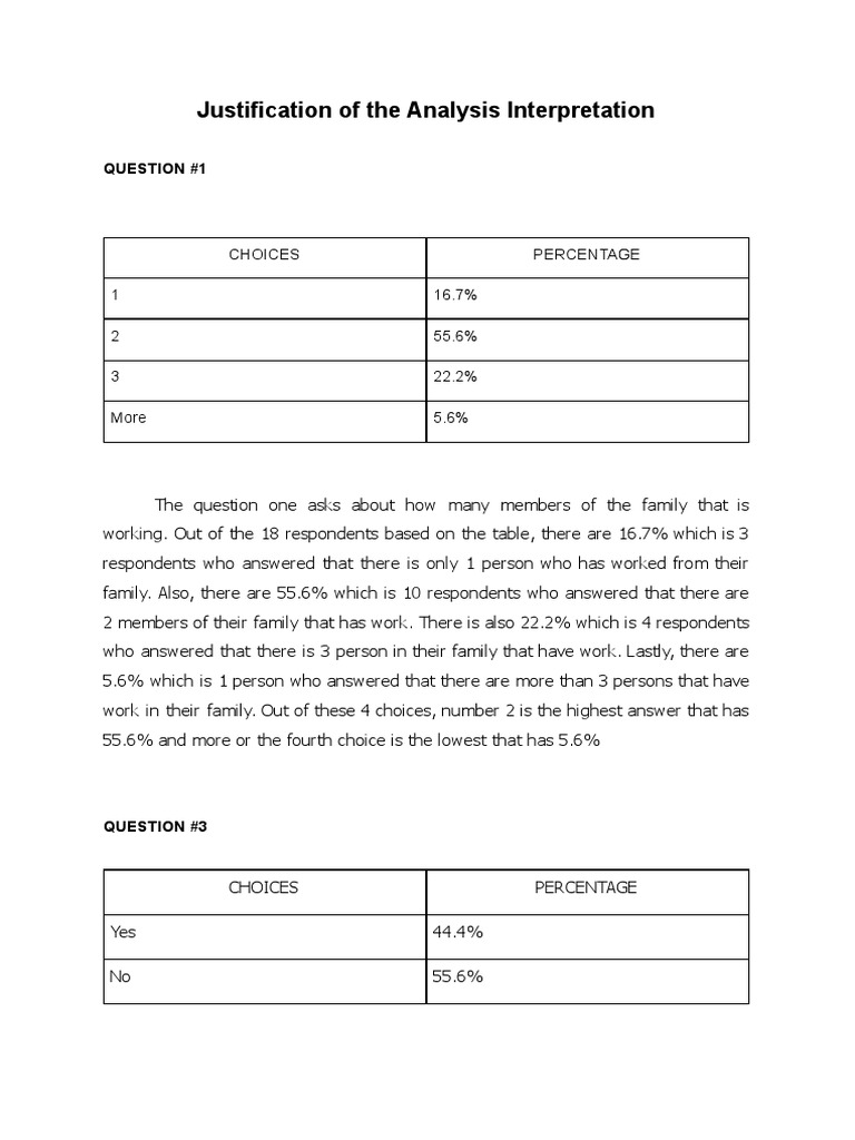 Justification of The Analysis Interpretation | PDF | Wellness
