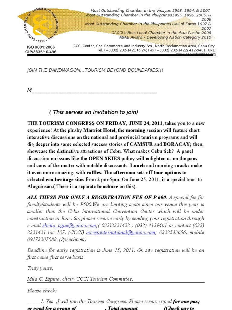 TOURISM CONGRESS Invitation With Program - Updated (5!25!11) | PDF ...
