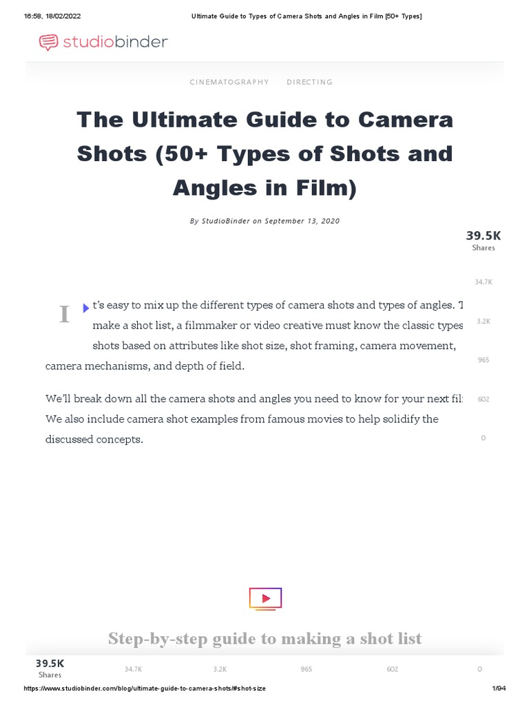 Ultimate Guide To Types of Camera Shots and Angles in Film (50+ Types ...