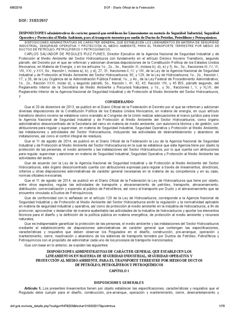 Lineamientos de Seguridad para Ductos de Hidrocarburos | PDF | Petróleo ...