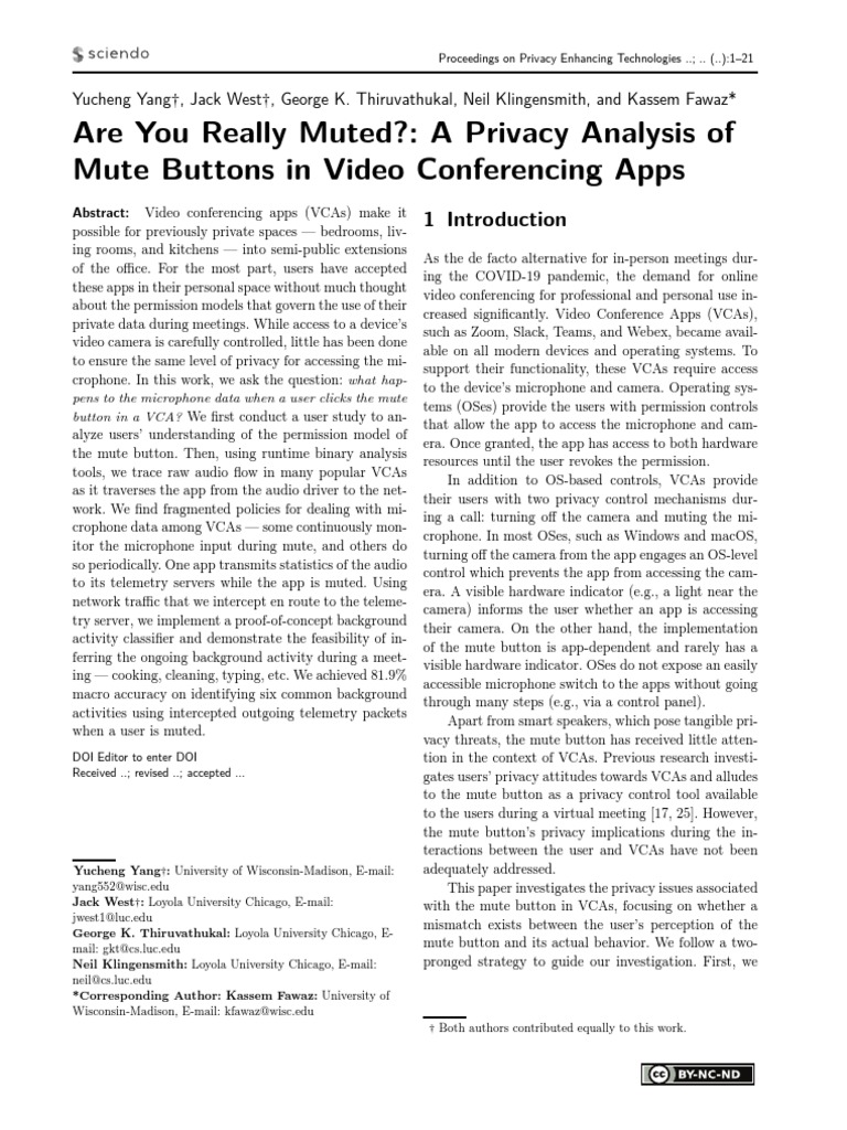 Are You Really Muted? A Privacy Analysis of Mute Buttons in Video
