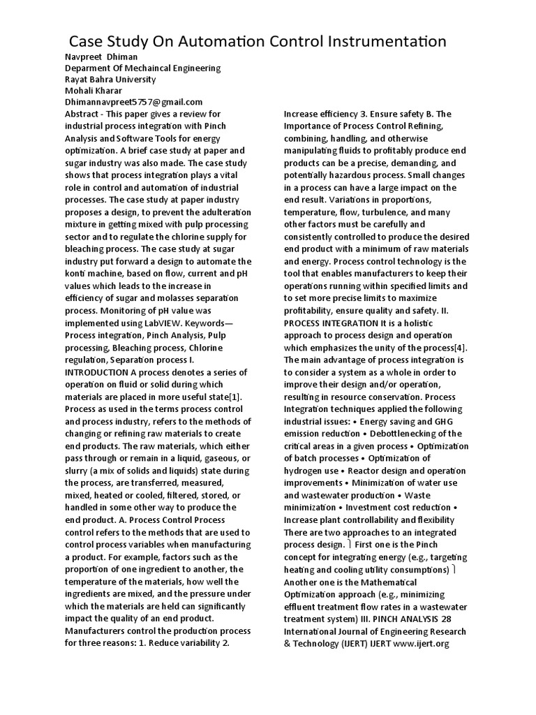 Case Study On Automation Control Instrumentation | PDF | Mathematical ...