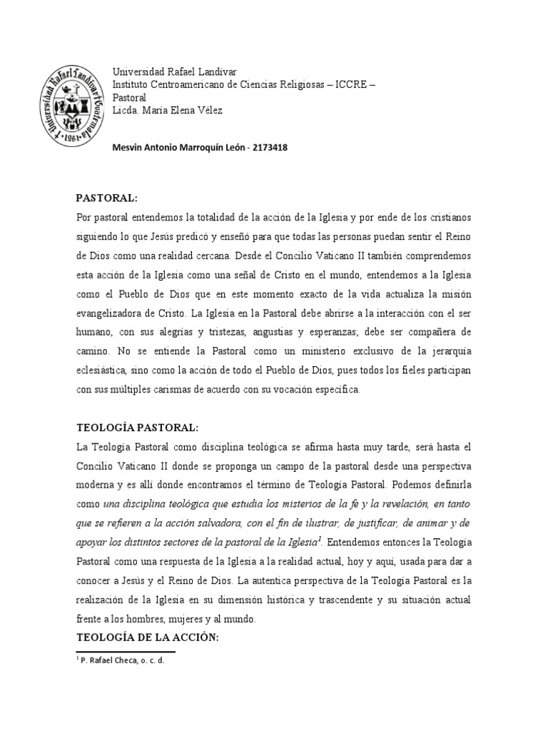 Teología Pastoral y Acción en la Iglesia | PDF | Iglesia Católica ...