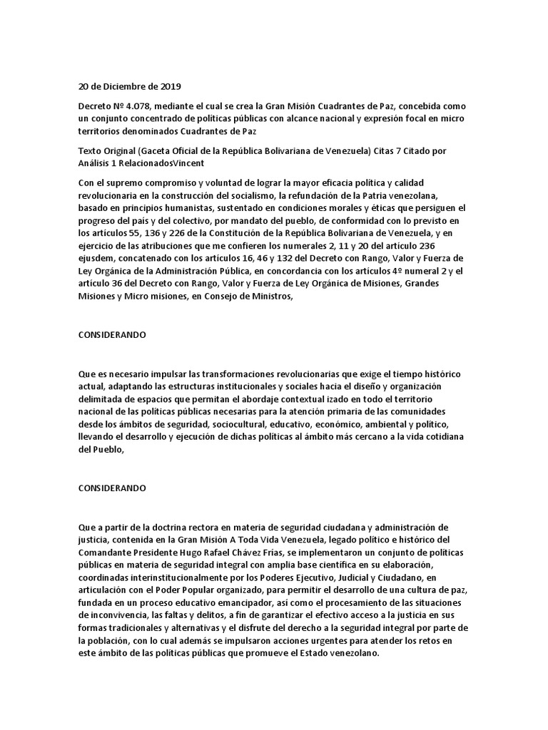 Gran Misión Cuadrantes de Paz | PDF | Venezuela | Valores