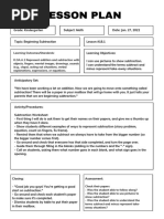 Student Teach Math Lesson