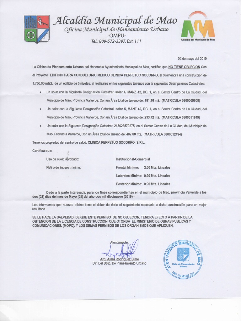 Carta de No Objecion 020 PDF