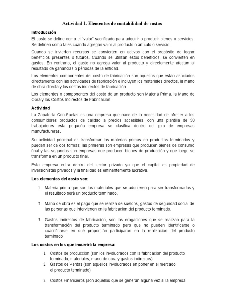 Elementos Clave de Contabilidad de Costos | PDF | Business | Costo