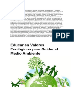 Educar en Valores Ecológicos para Cuidar El Medio Ambiente