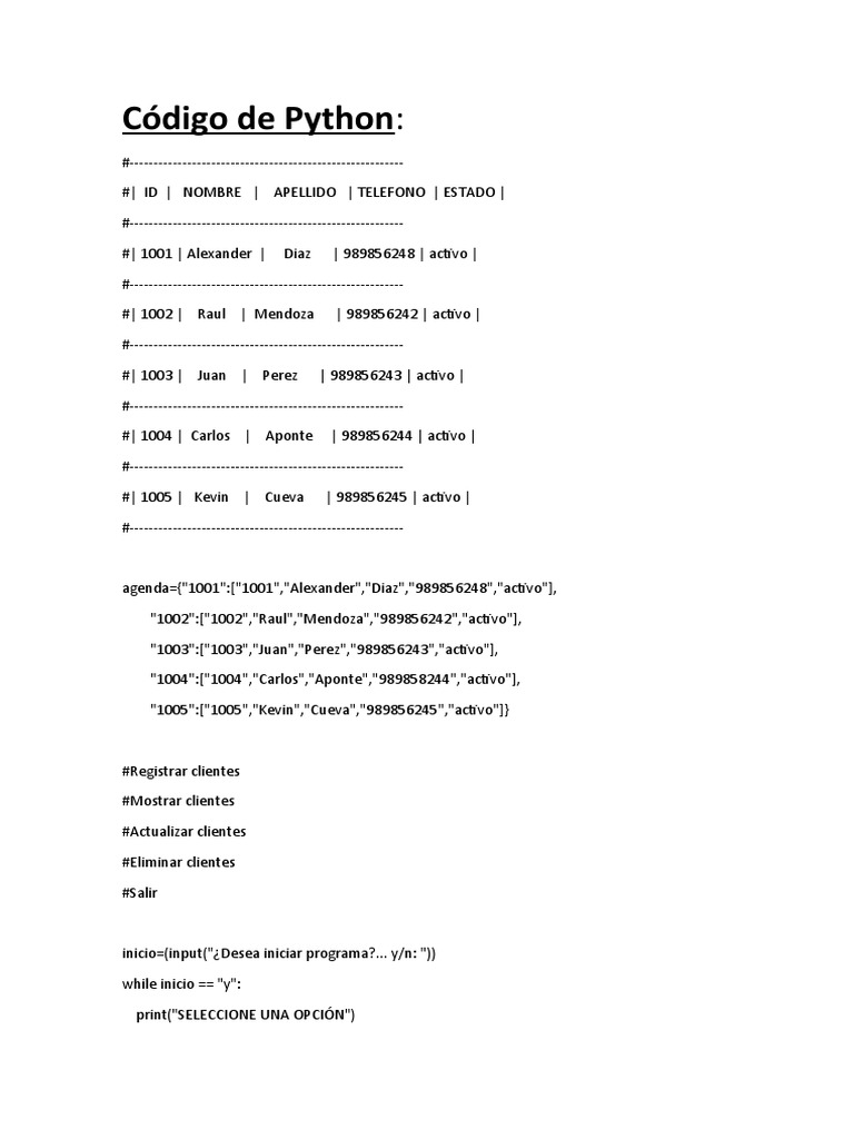 Código de Python | PDF | Software | Ciencias de la Computación