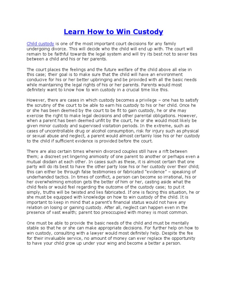 Winning Child Custody Cases The Power Of Evidence Pdf Download - 9ixq83q