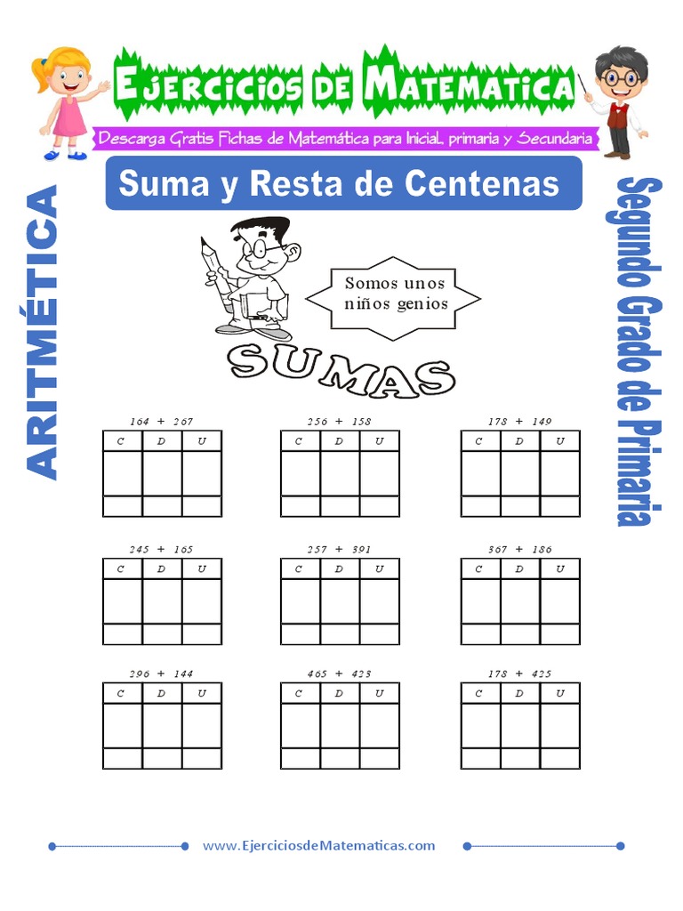 Sumas y Restas para Segundo Grado | PDF | Métodos y materiales de ...