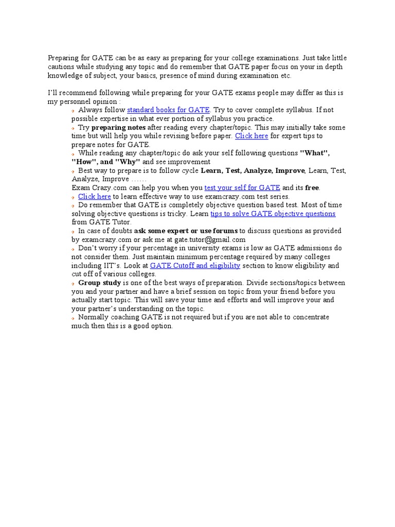 How To Prepare For GATE 2012 | PDF