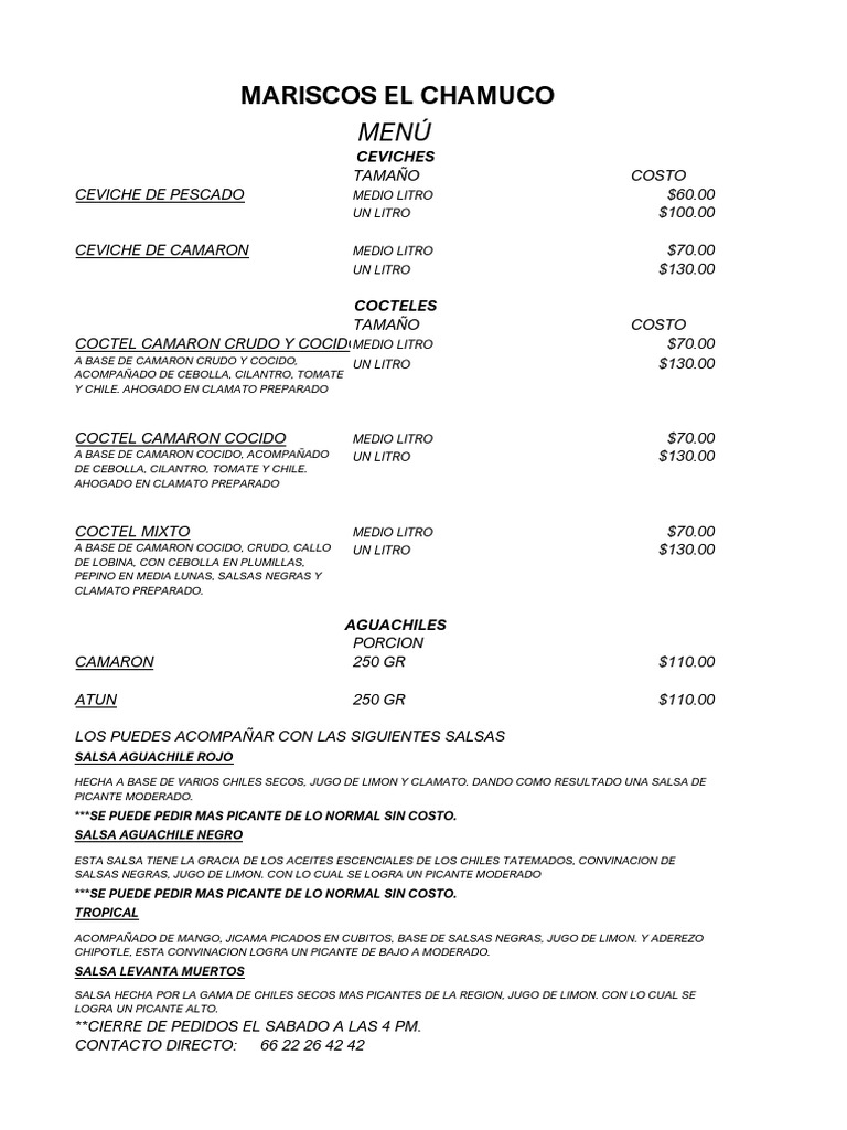 Menú Completo PDF Salsa Cocina norteamericana