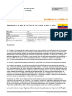 Barrera A La Importacion de Material Publicitario-Ecuador