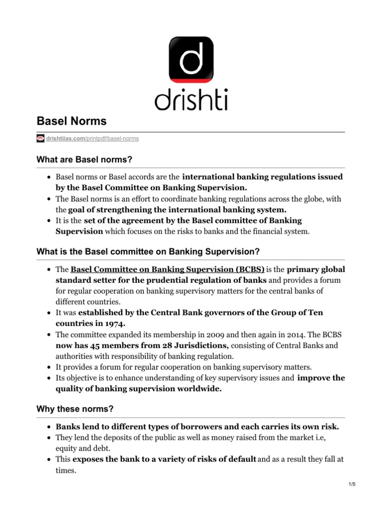 Basel Norms PDF Basel Committee On Banking Supervision Basel Ii