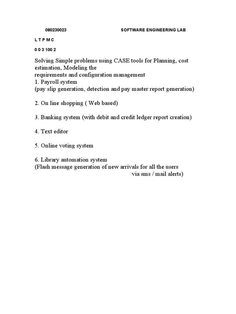 Software Engineering Lab LTPMC 0 0 3 100 2 | PDF | Object Oriented ...