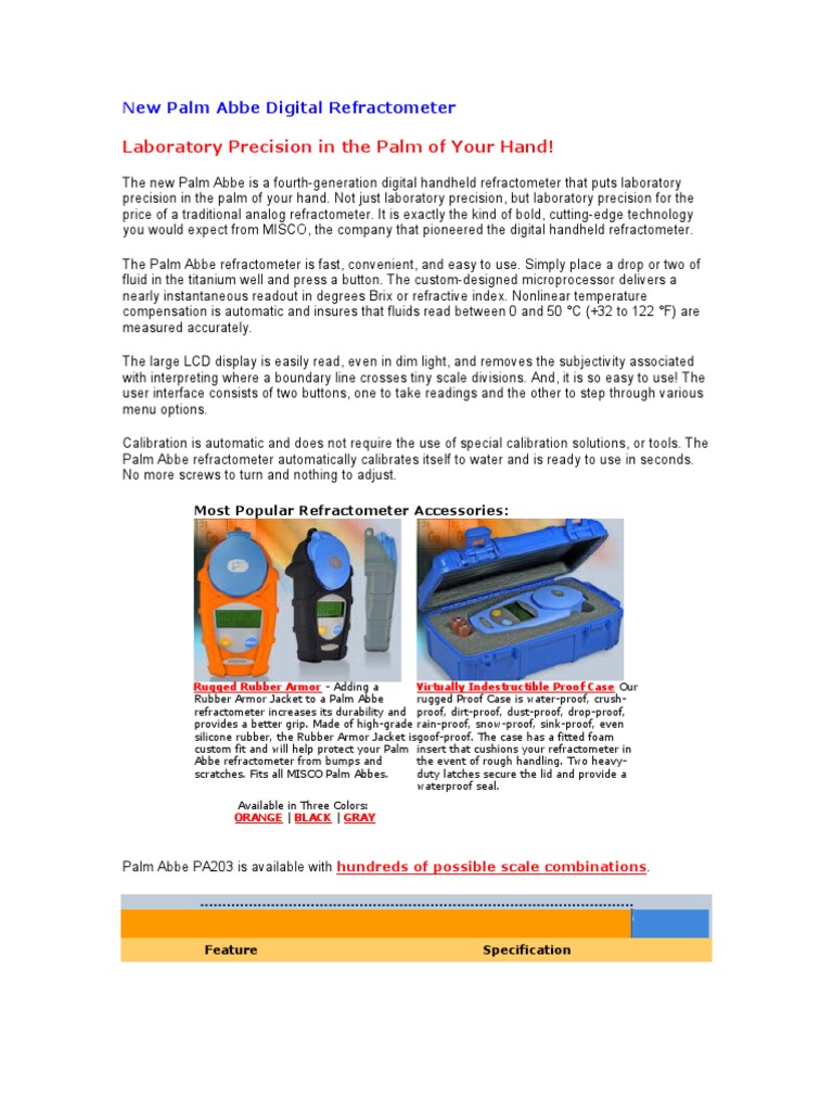 New Palm Abbe Digital Refractometer PDF Equipment Optics