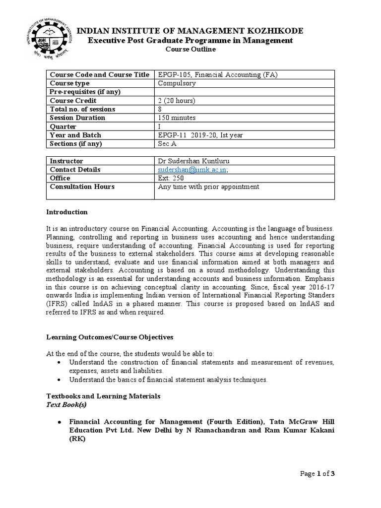 Indian Institute of Management Kozhikode Executive Post Graduate ...
