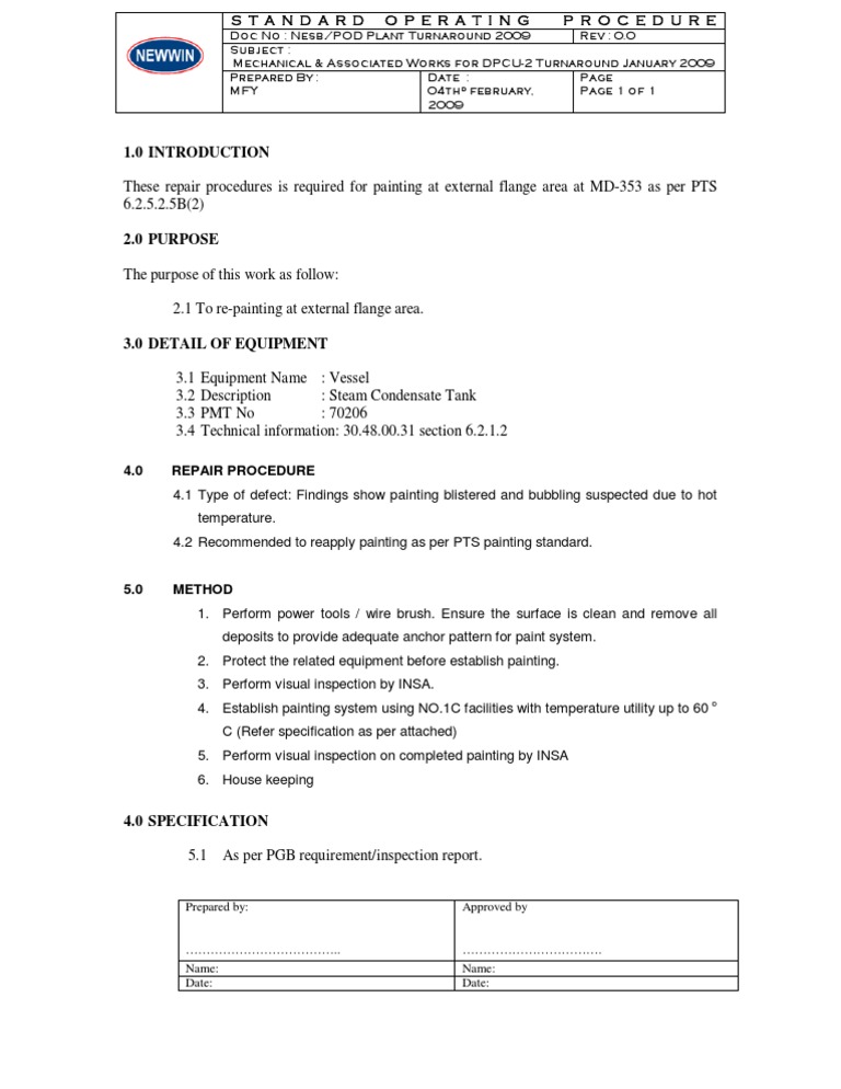Sample of Painting Procedure