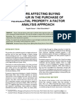 Factors Affecting Buying Behaviour in The Purchase of Residential Property: A Factor Analysis Approach