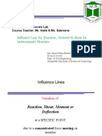 Influence Line For Reaction, Moment & Shear For Indeterminate Structure