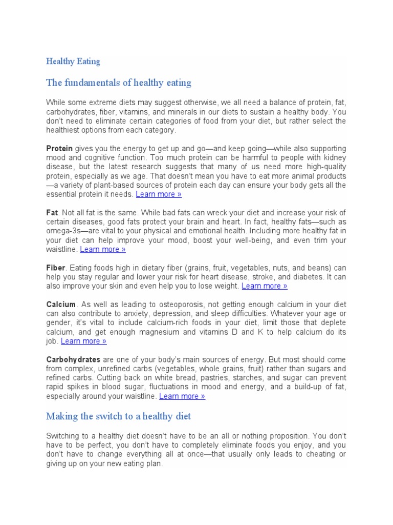 The Fundamentals of Healthy Eating | PDF | Healthy Diet | Diet & Nutrition