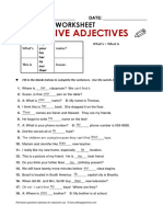 Possessive Adjectives: Grammar Worksheet