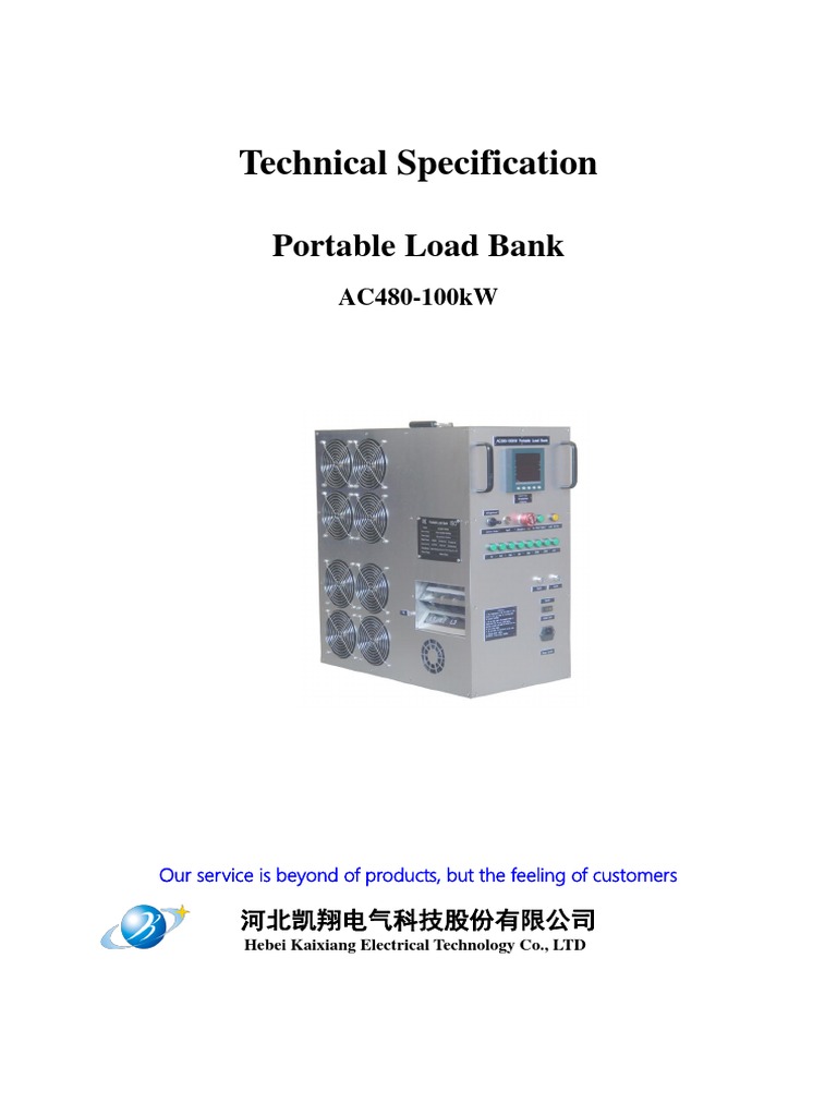 100kW Portable Load Bank Specifications | PDF | Power Supply ...