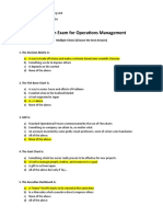 Mid Term Exam For Operations Management: Multiple Choice (Choose The Best Answer)
