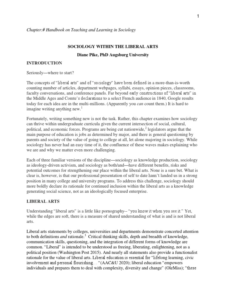 Sociology's Role in Liberal Arts Education | PDF | Sociology | Science